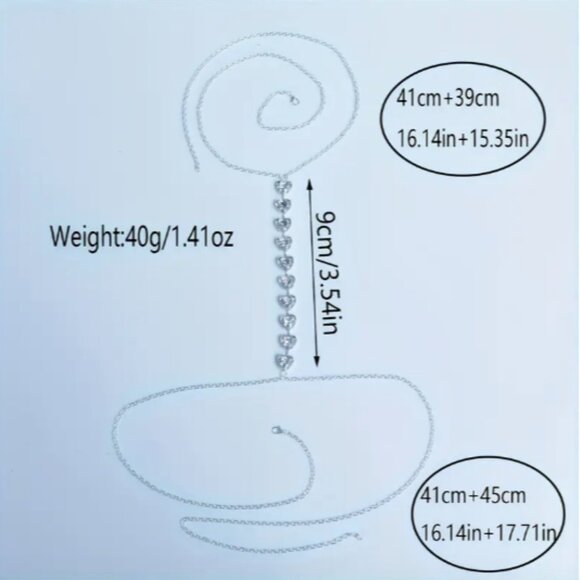 Silver Heart Rhinestone Body Chain Jewelry - Picture 6 of 6
